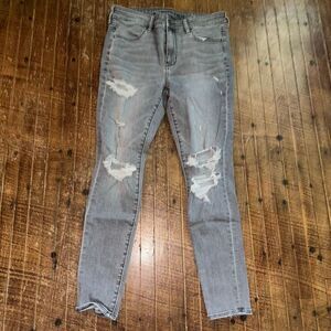 American Eagle distressed black 12 stretchy classic jeggings
